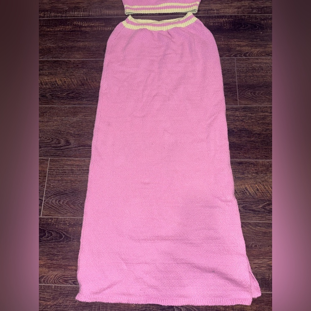 Free People Ty Cropped Sweater & High Waist Maxi Skirt Color Block Set READ - Picture 3 of 10